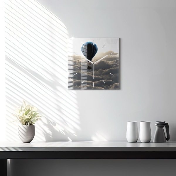Horloge carrée en verre Ballon dans le ciel