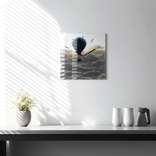 Horloge carrée en verre Ballon dans le ciel