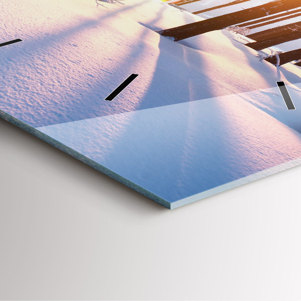 Horloge carrée en verre Forêt du coucher du soleil