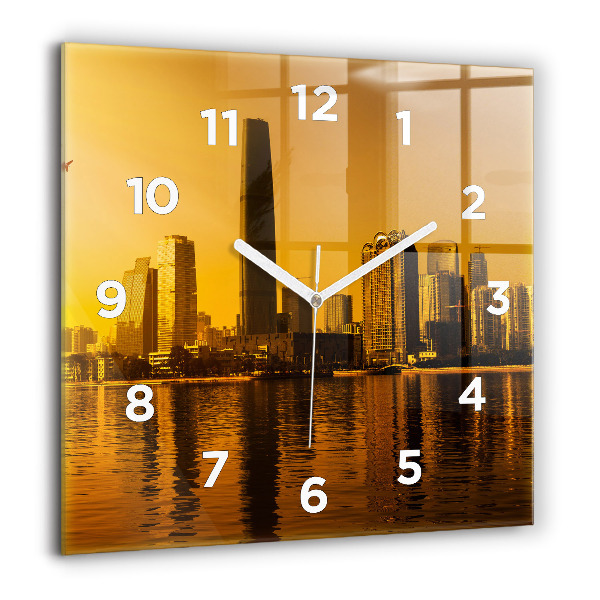 Horloge carrée en verre Rivière Zhujiang