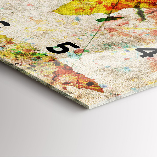 Horloge carrée en verre Carte du monde colorée