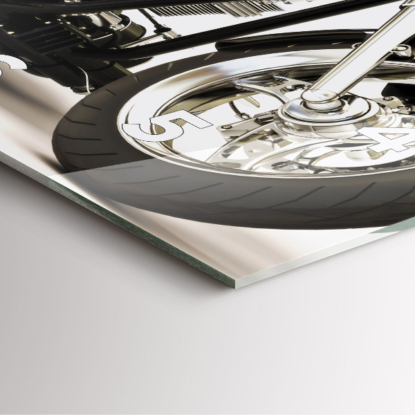 Horloge carrée en verre Moto noire