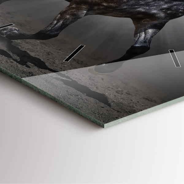 Horloge carrée en verre Cheval au galop