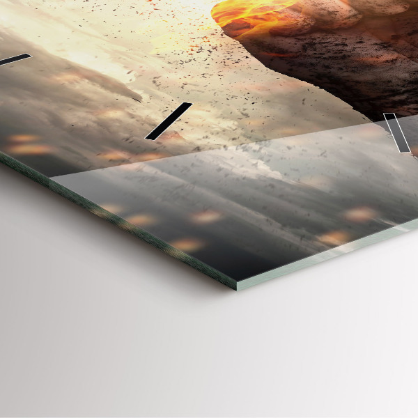 Horloge carrée en verre Force et puissance des poings