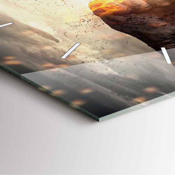 Horloge carrée en verre Force et puissance des poings