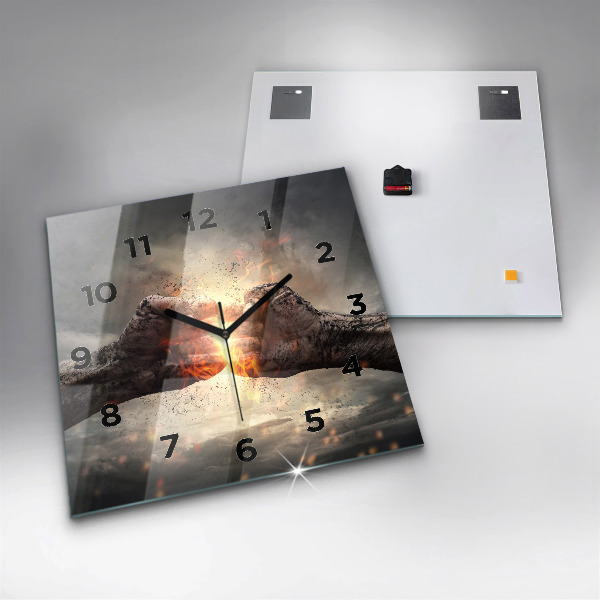 Horloge carrée en verre Force et puissance des poings