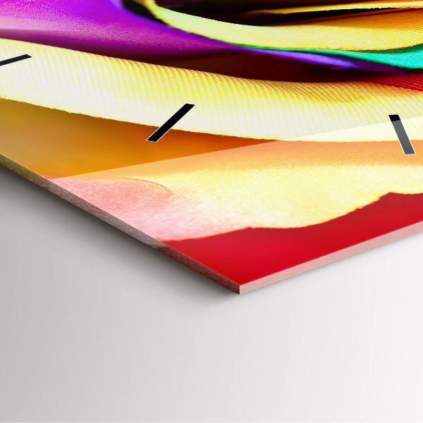 Horloge carrée en verre Rose arc-en-ciel