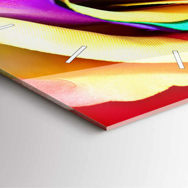 Horloge carrée en verre Rose arc-en-ciel