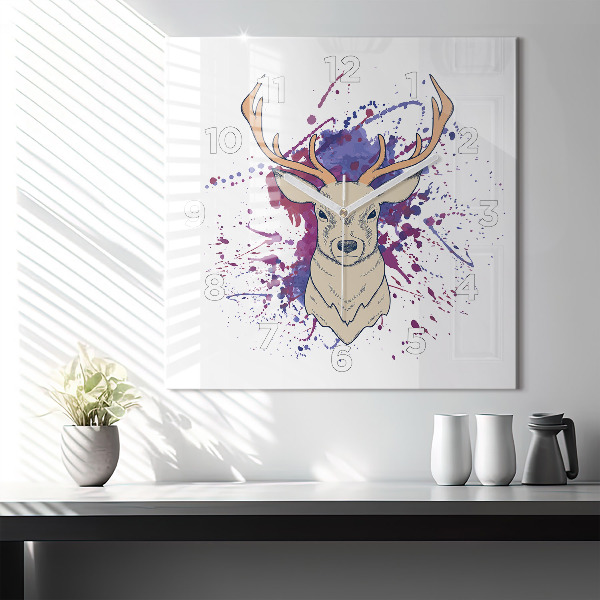 Horloge carrée en verre Illustration vectorielle de cerf