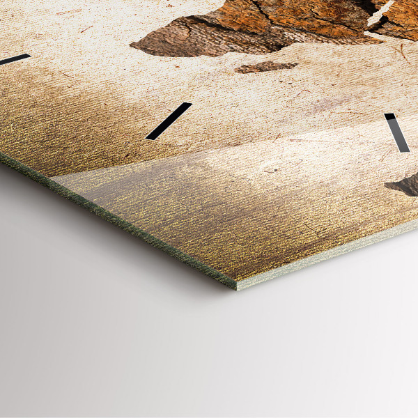 Pendule carrée en verre Carte du monde vintage