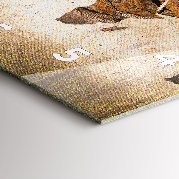 Pendule carrée en verre Carte du monde vintage