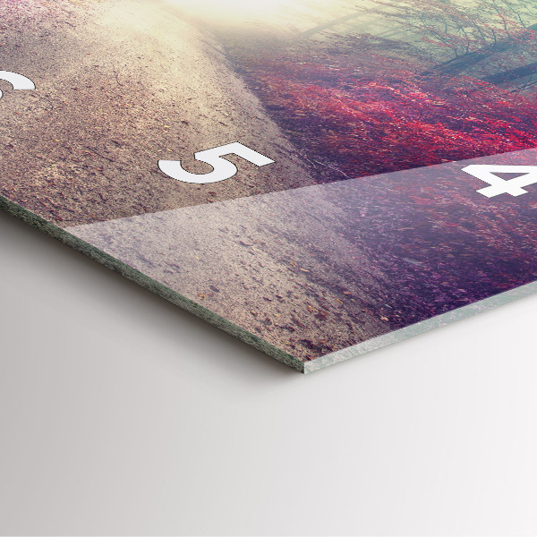 Pendule carrée en verre 'Route d''automne Forêt Brouillard'