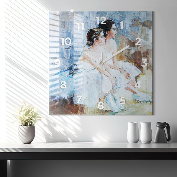 Pendule carrée en verre Jeunes ballerines