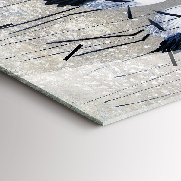 Pendule carrée en verre Grues dans les roseaux