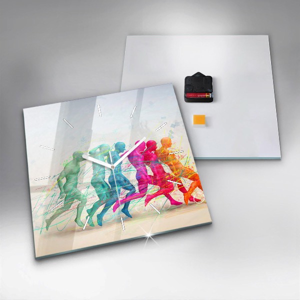 Pendule carrée en verre Des gens colorés