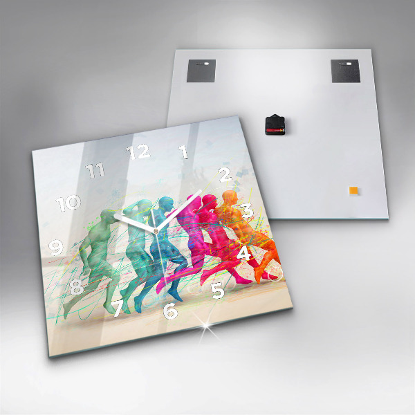 Pendule carrée en verre Des gens colorés