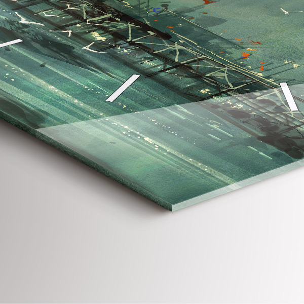 Pendule carrée en verre Village de pêcheurs