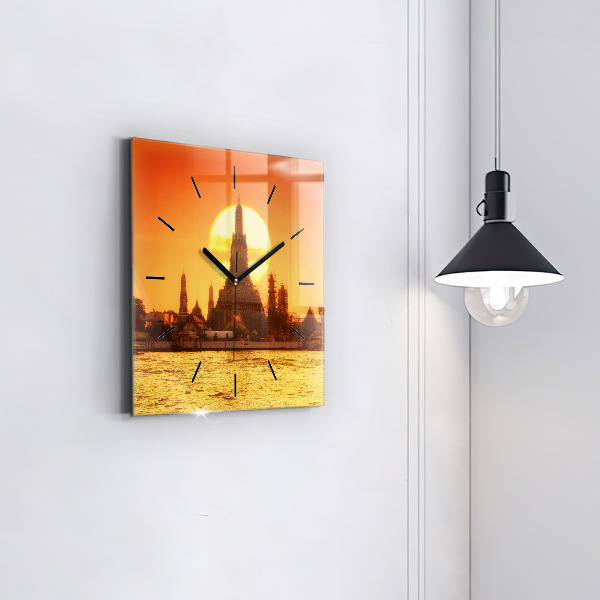 Pendule carrée en verre Wat Arun, Bangkok, Thaïlande