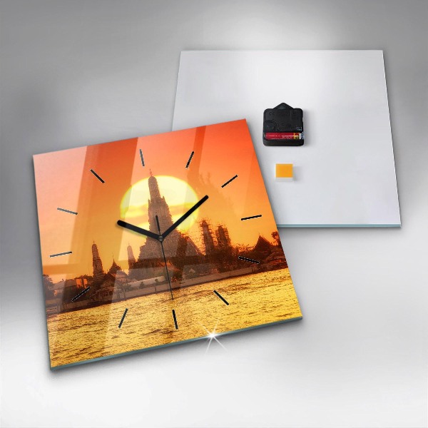 Pendule carrée en verre Wat Arun, Bangkok, Thaïlande