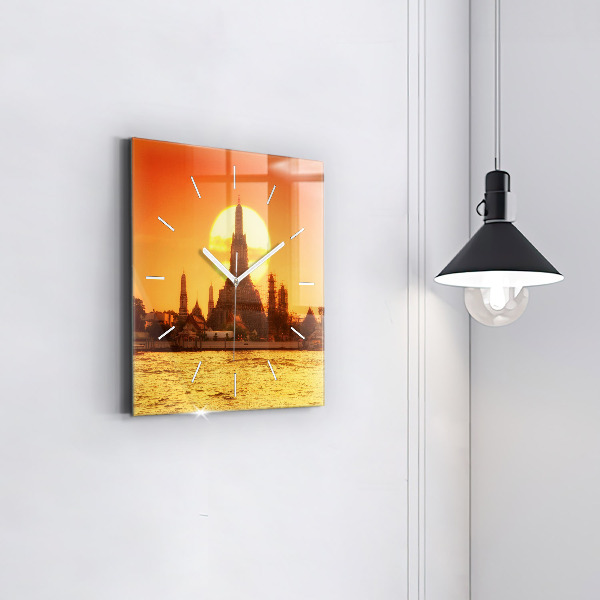 Pendule carrée en verre Wat Arun, Bangkok, Thaïlande