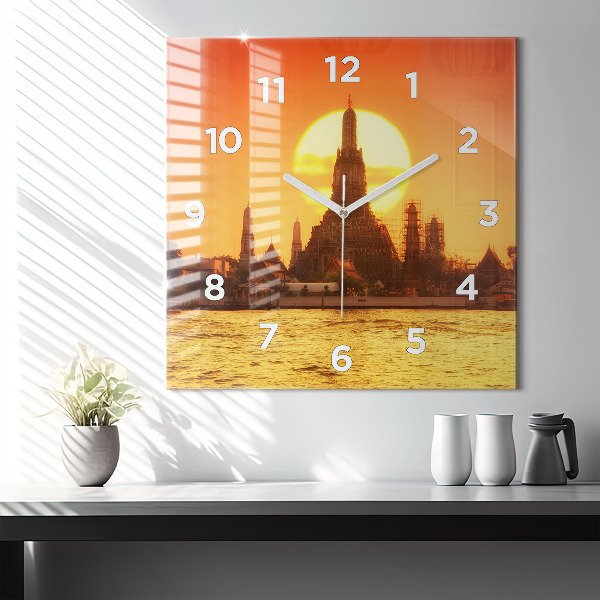 Pendule carrée en verre Wat Arun, Bangkok, Thaïlande