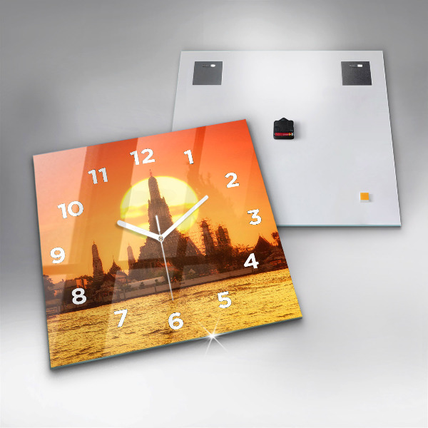 Pendule carrée en verre Wat Arun, Bangkok, Thaïlande