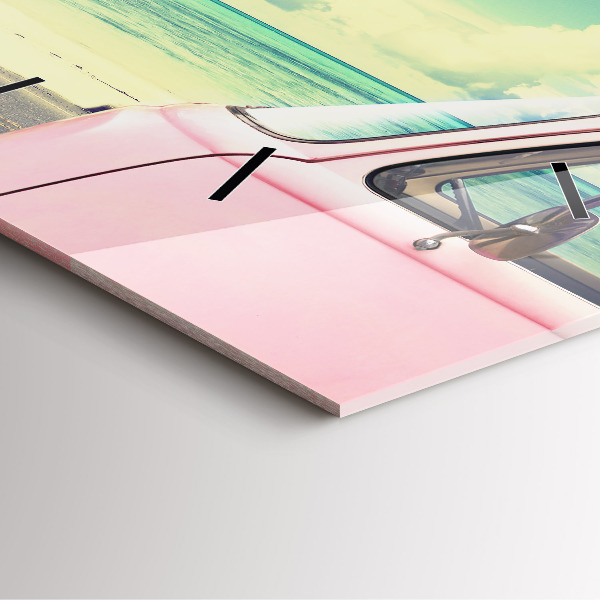 Pendule carrée en verre Voiture avec planche de surf