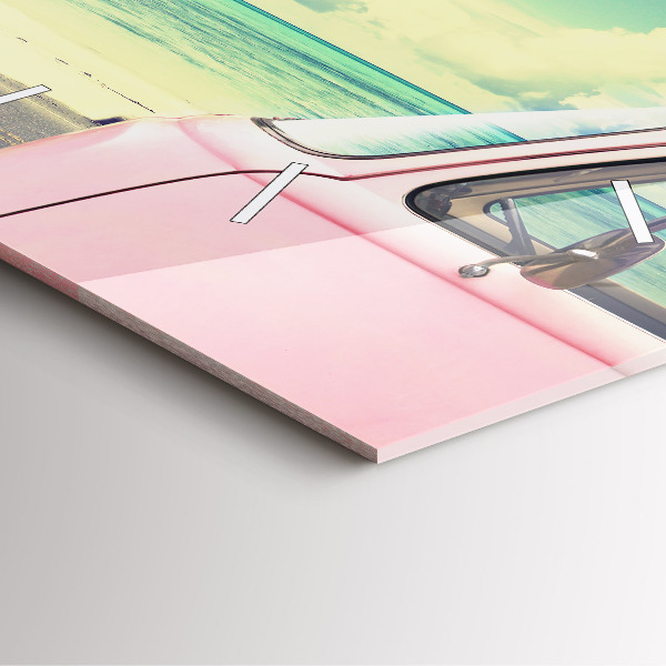 Pendule carrée en verre Voiture avec planche de surf