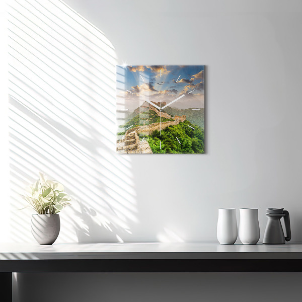 Pendule carrée en verre La Grande Muraille de Chine