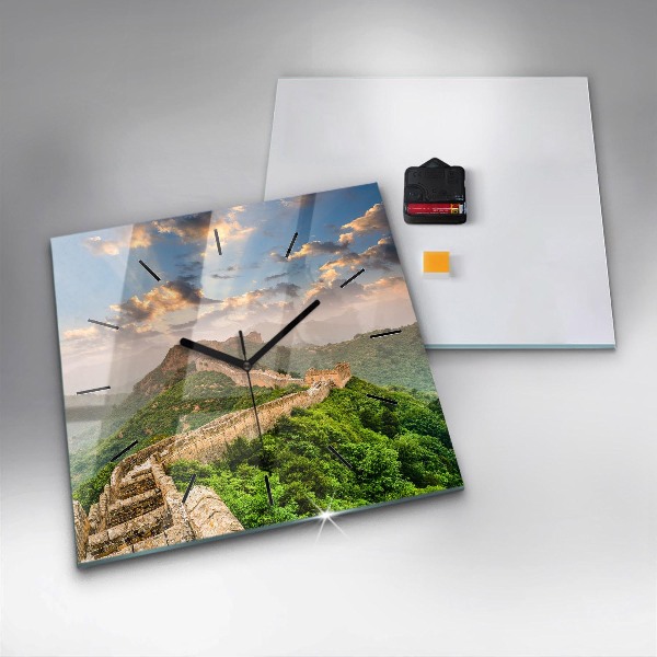 Pendule carrée en verre La Grande Muraille de Chine