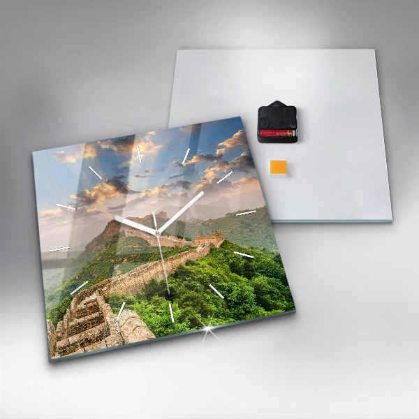 Pendule carrée en verre La Grande Muraille de Chine
