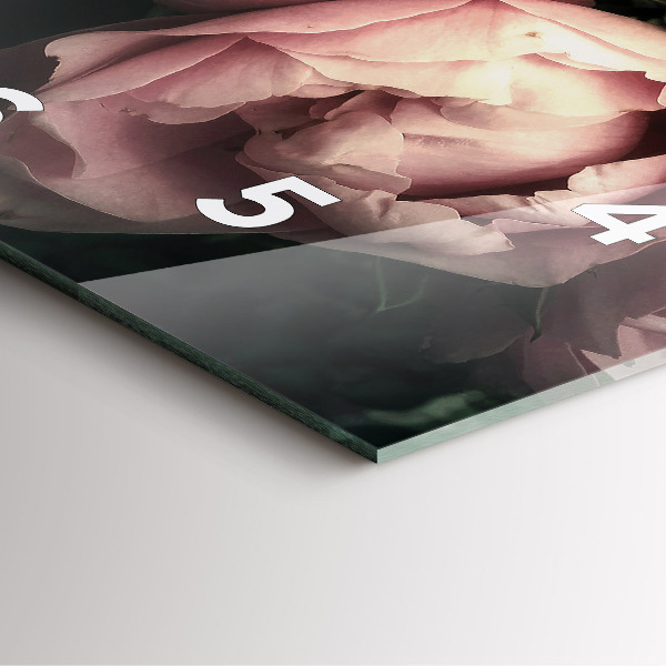 Pendule carrée en verre Bouquet de roses roses