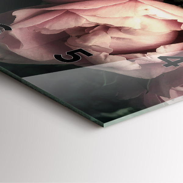 Pendule carrée en verre Bouquet de roses roses