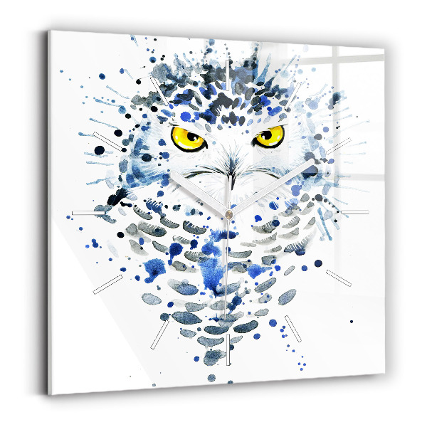 Pendule carrée en verre Regard de hibou