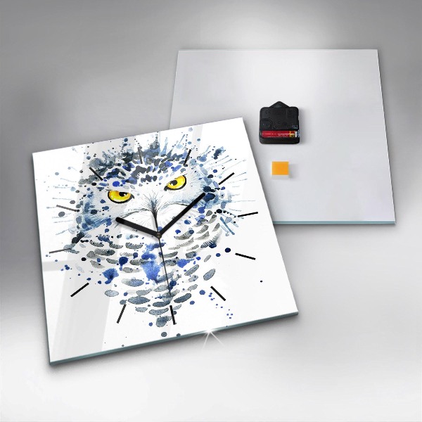 Pendule carrée en verre Regard de hibou
