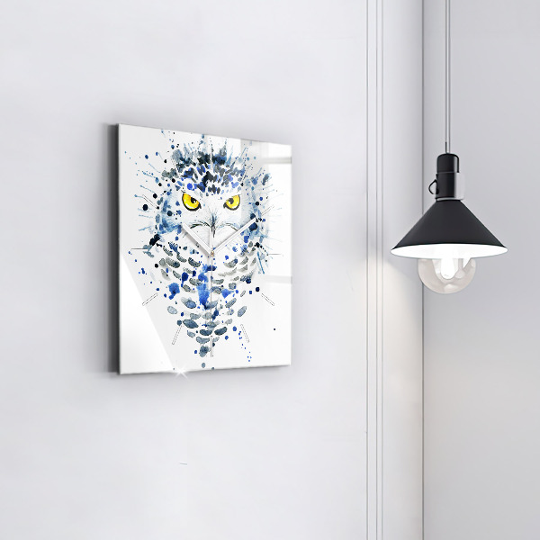 Pendule carrée en verre Regard de hibou