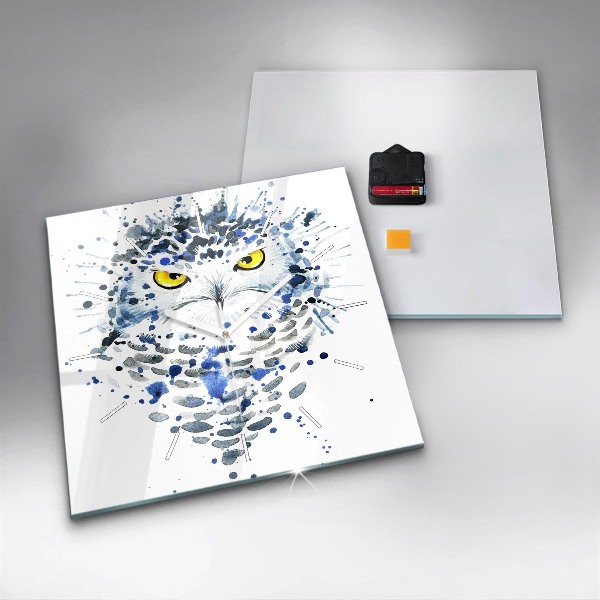 Pendule carrée en verre Regard de hibou