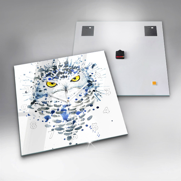 Pendule carrée en verre Regard de hibou