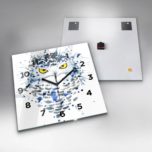 Pendule carrée en verre Regard de hibou