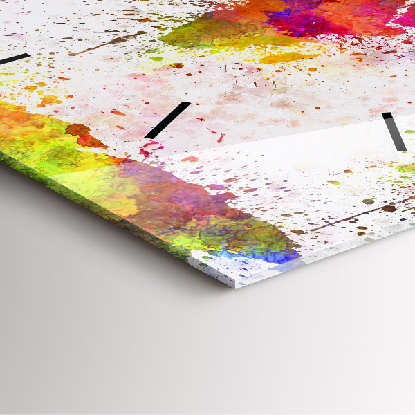 Pendule carrée en verre 'Carte du monde à l''aquarelle'