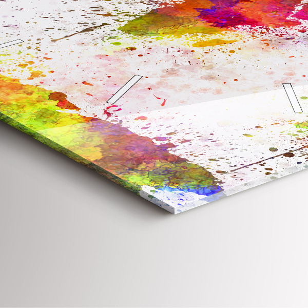 Pendule carrée en verre 'Carte du monde à l''aquarelle'