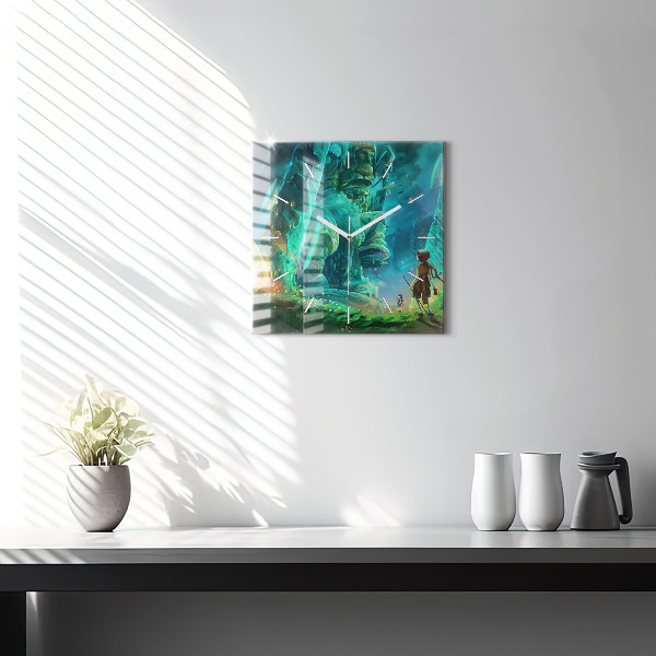 Pendule carrée en verre Enfants dans la forêt