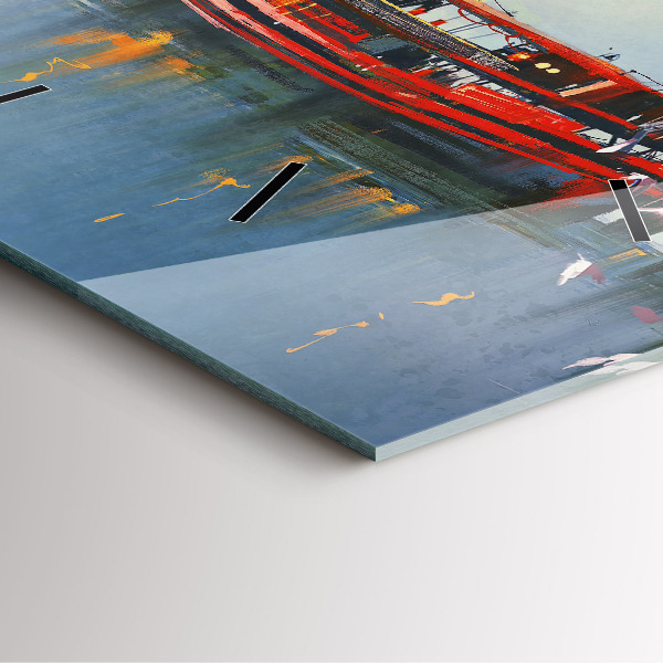 Pendule carrée en verre Bateau de pêche au port