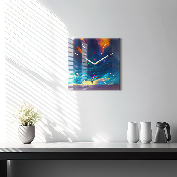 Pendule carrée en verre Bébé et ballons