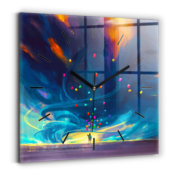 Pendule carrée en verre Bébé et ballons