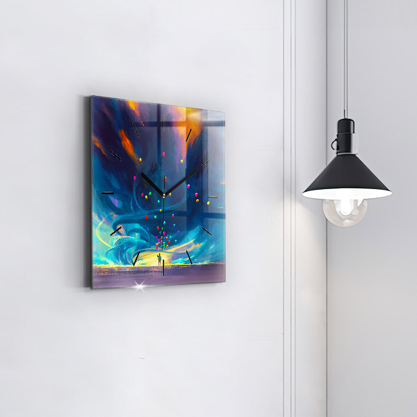 Pendule carrée en verre Bébé et ballons