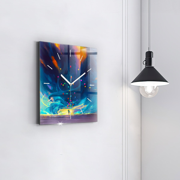 Pendule carrée en verre Bébé et ballons