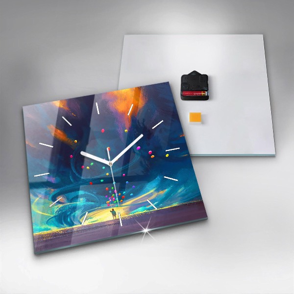 Pendule carrée en verre Bébé et ballons