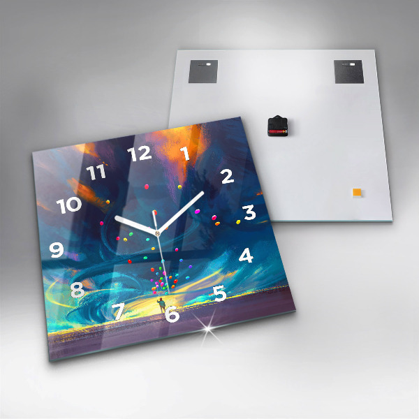 Pendule carrée en verre Bébé et ballons