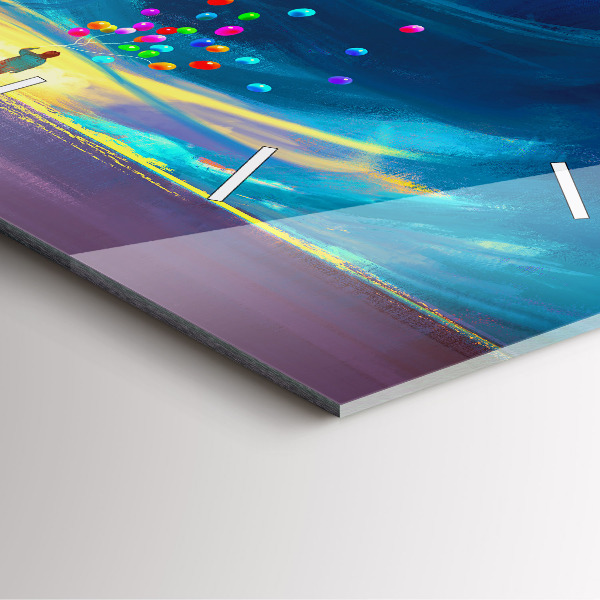 Pendule carrée en verre Bébé et ballons